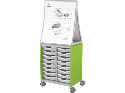 MooreCo Hierarchy Compass Midi H2 Mobile 16-Section Storage Cabinet, 71.13"H x 28.38"W x 19.13"D, Green Metal (B2A1F1A1B0)