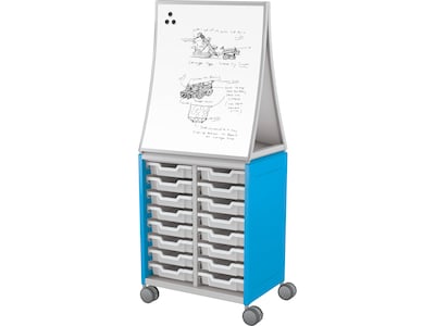 MooreCo Hierarchy Compass Midi H2 Mobile 16-Section Storage Cabinet, 71.13"H x 28.38"W x 19.13"D, Blue Metal (B2A1E1A1B0)