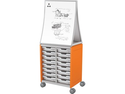 MooreCo Hierarchy Compass Midi H2 Mobile 16-Section Storage Cabinet, 71.13"H x 28.38"W x 19.13"D, Orange Metal (B2A1H1A1B0)