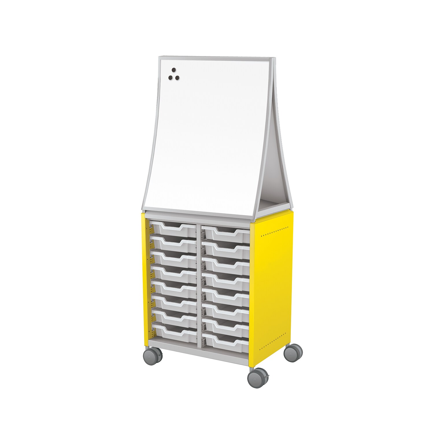MooreCo Hierarchy Compass Midi H2 16-Section Storage Cabinet, 71.13H x 28.38W x 19.13D, Yellow Metal (B2A1G1A1B0)