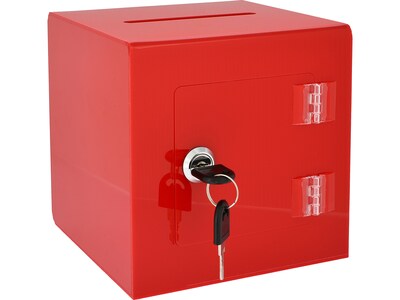 AdirOffice Locking Acrylic Ballot/Donation Box, Red (637-02-1-RED)