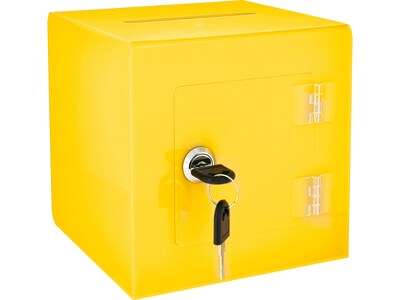 AdirOffice Locking Acrylic Ballot/Donation Box, Yellow (637-02-1-YLW)
