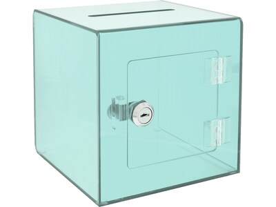 AdirOffice Locking Acrylic Ballot/Donation Box, Crystal Green (637-02-1-CRG)