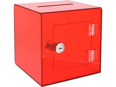 AdirOffice Locking Acrylic Ballot/Donation Box, Crystal Red (637-02-1-CRR)