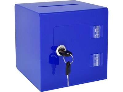 AdirOffice Locking Acrylic Ballot/Donation Box, Blue (637-02-1-BLU)