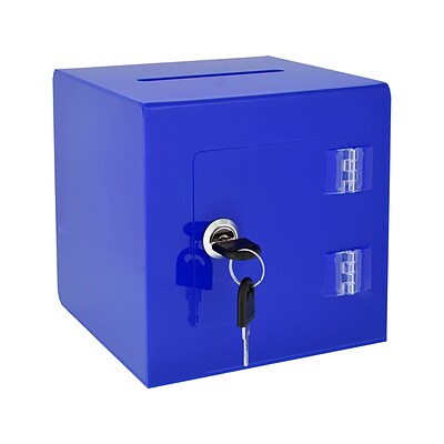 AdirOffice Locking Acrylic Ballot/Donation Box, Blue (637-02-1-BLU)