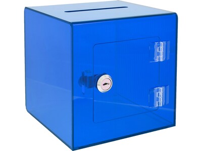 AdirOffice Locking Acrylic Ballot/Donation Box, Crystal Blue (637-02-1-CRB)