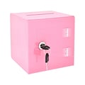 AdirOffice Locking Acrylic Ballot/Donation Box, Pink (637-02-1-PNK)