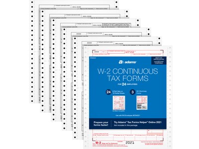 Adams 2021 W-2 Tax Form, 6-Part, 24/Pack (STAX62421)