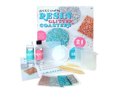 Art 101 Crafts Resin Glitter Coaster Kit, Assorted Colors, 6/Carton (40064)