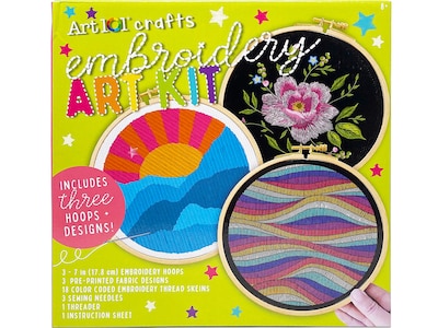 Art 101 Crafts Embroidery Art Kit, Multicolor, 6/Carton (40066)