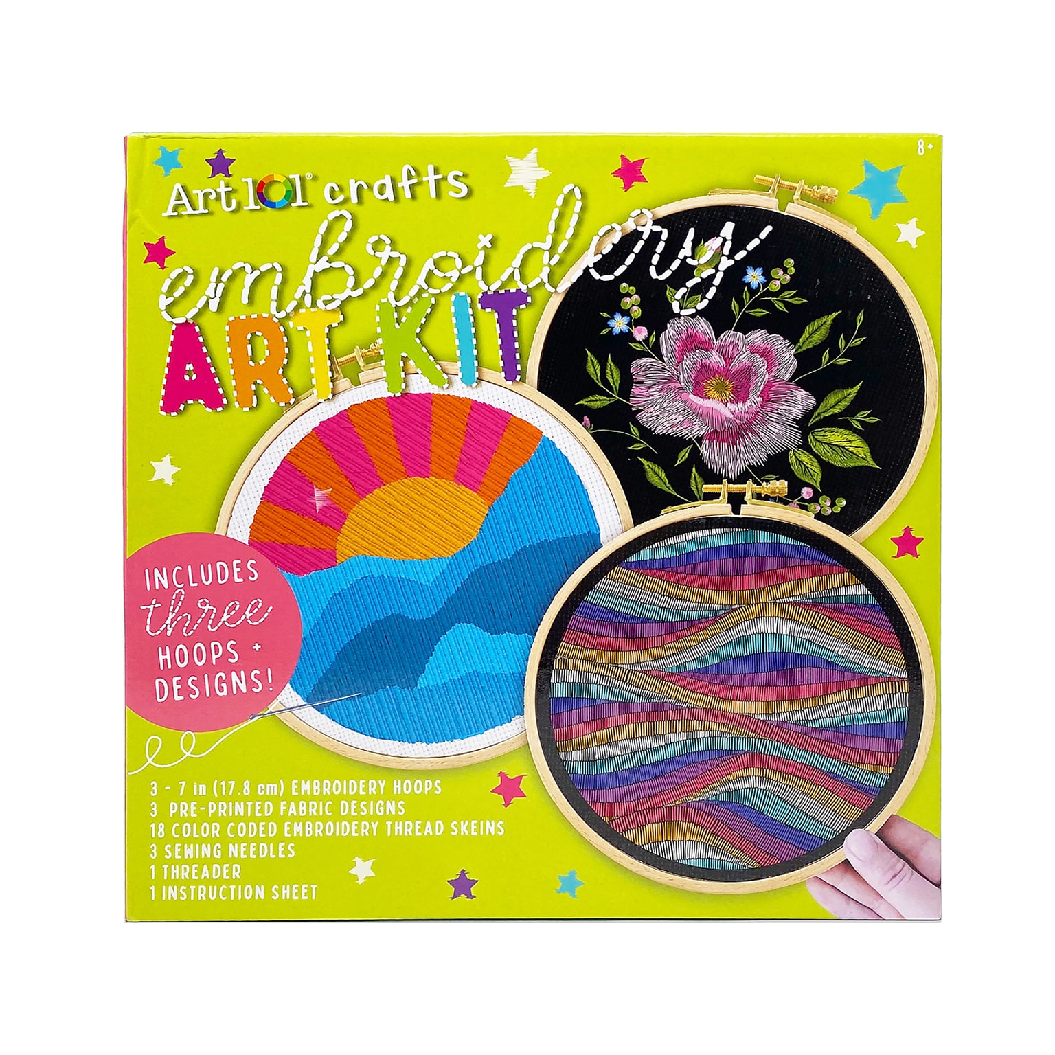 Art 101 Crafts Embroidery Art Kit, Multicolor, 6/Carton (40066)