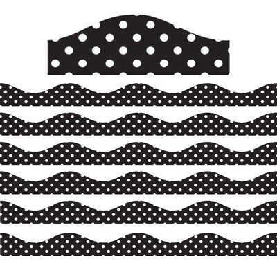 Ashley Productions Magnetic Border, Black & White Dots, 1" x 12', 6 Packs (ASH10181-6)