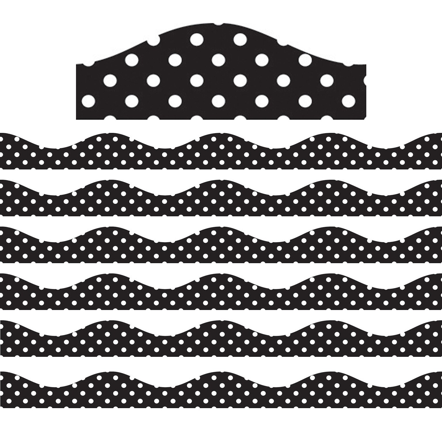 Ashley Productions Magnetic Border, Black & White Dots, 1 x 12, 6 Packs (ASH10181-6)