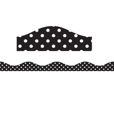 Ashley Productions Magnetic Border, Black & White Dots, 1 x 12, 6 Packs (ASH10181-6)