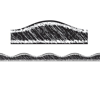 Ashley Productions Magnetic Scalloped Border, 1 x 72, Black Scribble Chalk (ASH10212-6)