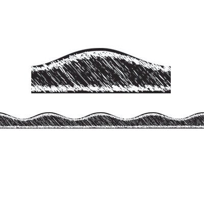 Ashley Productions Big Magnetic Scalloped Border, 1.5 x 36, Black Scribble Chalk (ASH11124-3)