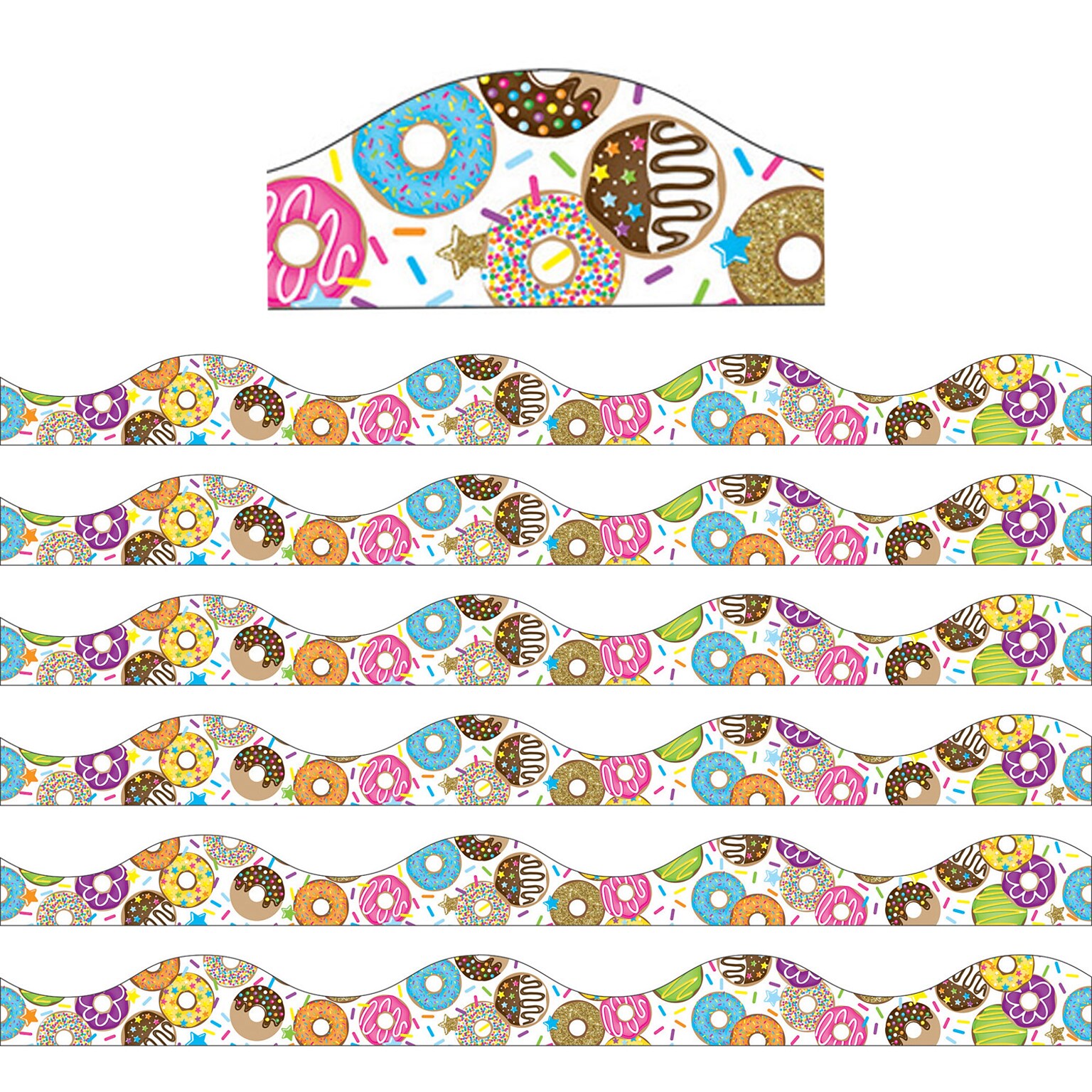 Ashley Productions Magnetic Scalloped Border, 1 x 72, DonutFetti (ASH11422-6)