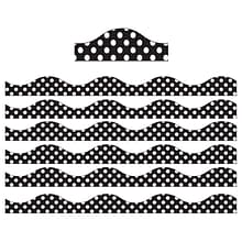 Ashley Productions Magnetic Scalloped Border, 1 x 72, Large White Polka Dots on Black (ASH11424-6)