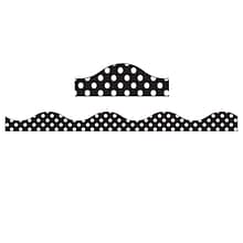 Ashley Productions Magnetic Scalloped Border, 1 x 72, Large White Polka Dots on Black (ASH11424-6)
