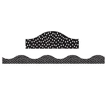 Ashley Productions Magnetic Scalloped Border, 1 x 72, White Messy Dots on Black (ASH11425-6)