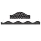 Ashley Productions Magnetic Scalloped Border, 1" x 72', White Messy Dots on Black (ASH11425-6)