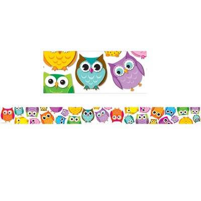Carson Dellosa Education Colorful Owls Straight Border, 36 Feet Per Pack, 6 Packs (CD-108176-6)