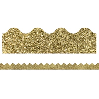 Carson Dellosa Education Sparkle + Shine Scalloped Border, 2.25" x 234', Gold Glitter (CD-108319-6)