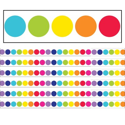 Schoolgirl Style™ Straight Border, 3 x 216, Rainbow Big Dots (CD-108342-6)