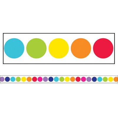 Schoolgirl Style™ Straight Border, 3" x 216', Rainbow Big Dots (CD-108342-6)