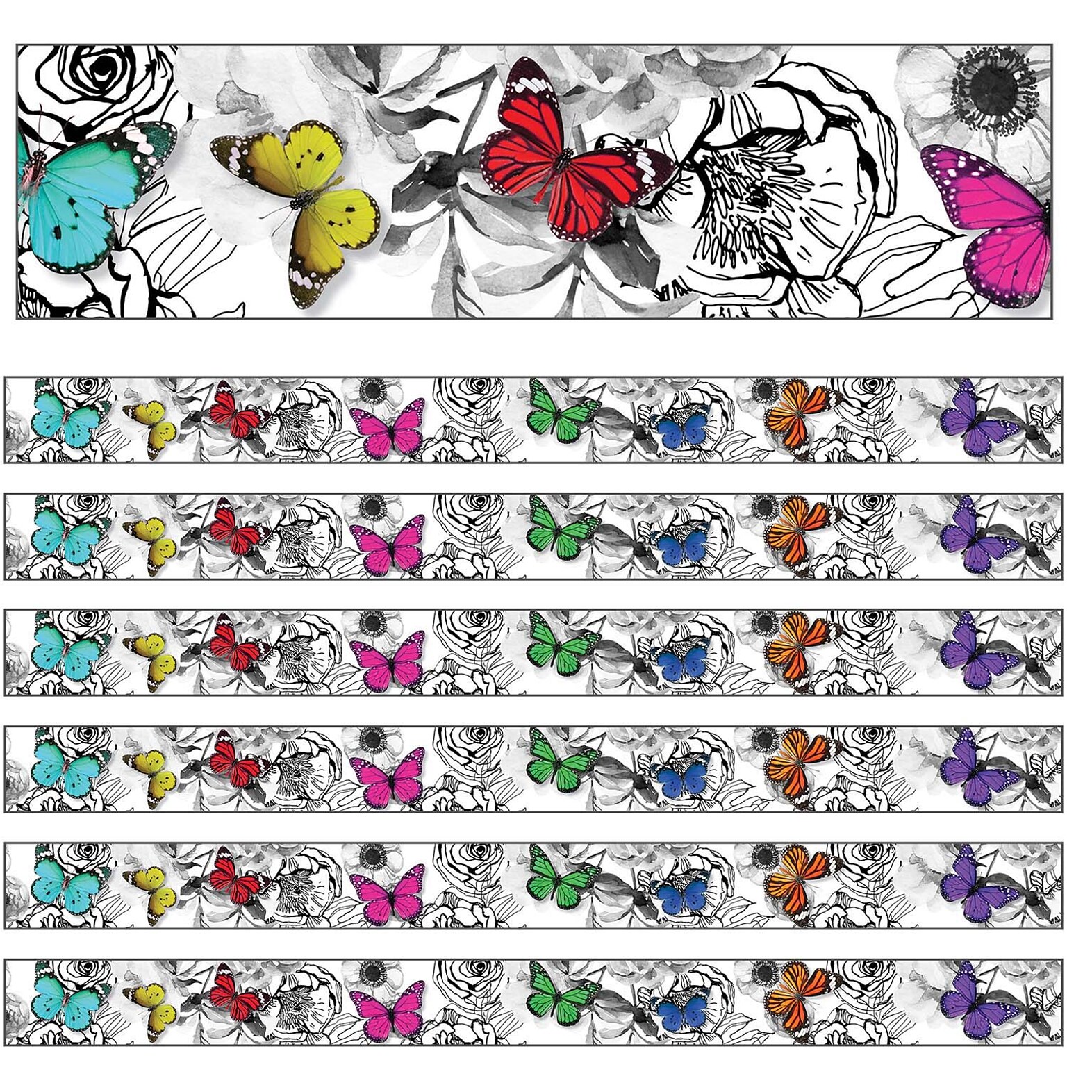 Schoolgirl Style™ Woodland Whimsy Straight Border, 3 x 216, Butterflies (CD-108365-6)