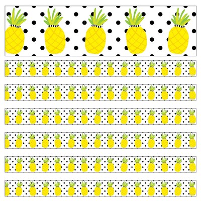 Schoolgirl Style Simply Stylish Straight Border, 3 x 216, Tropical Pineapples (CD-108388-6)