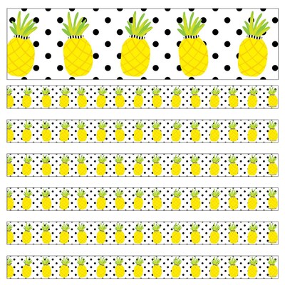 Schoolgirl Style Simply Stylish Straight Border, 3" x 216', Tropical Pineapples (CD-108388-6)