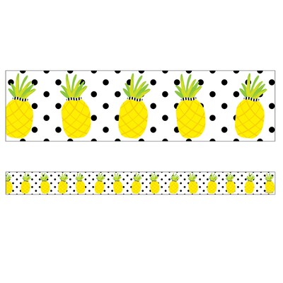 Schoolgirl Style Simply Stylish Straight Border, 3" x 216', Tropical Pineapples (CD-108388-6)