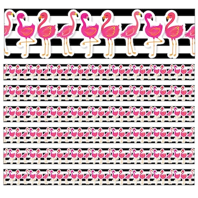 Schoolgirl Style Simply Stylish Straight Border, 3" x 216', Tropical Flamingos (CD-108389-6)