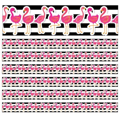 Schoolgirl Style Simply Stylish Straight Border, 3" x 216', Tropical Flamingos (CD-108389-6)