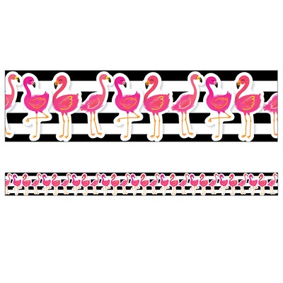 Schoolgirl Style Simply Stylish Straight Border, 3" x 216', Tropical Flamingos (CD-108389-6)