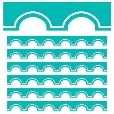 Schoolgirl Style Simply Stylish Scalloped Border, 3" x 234', Turquoise and White Awning (CD-108391-6)