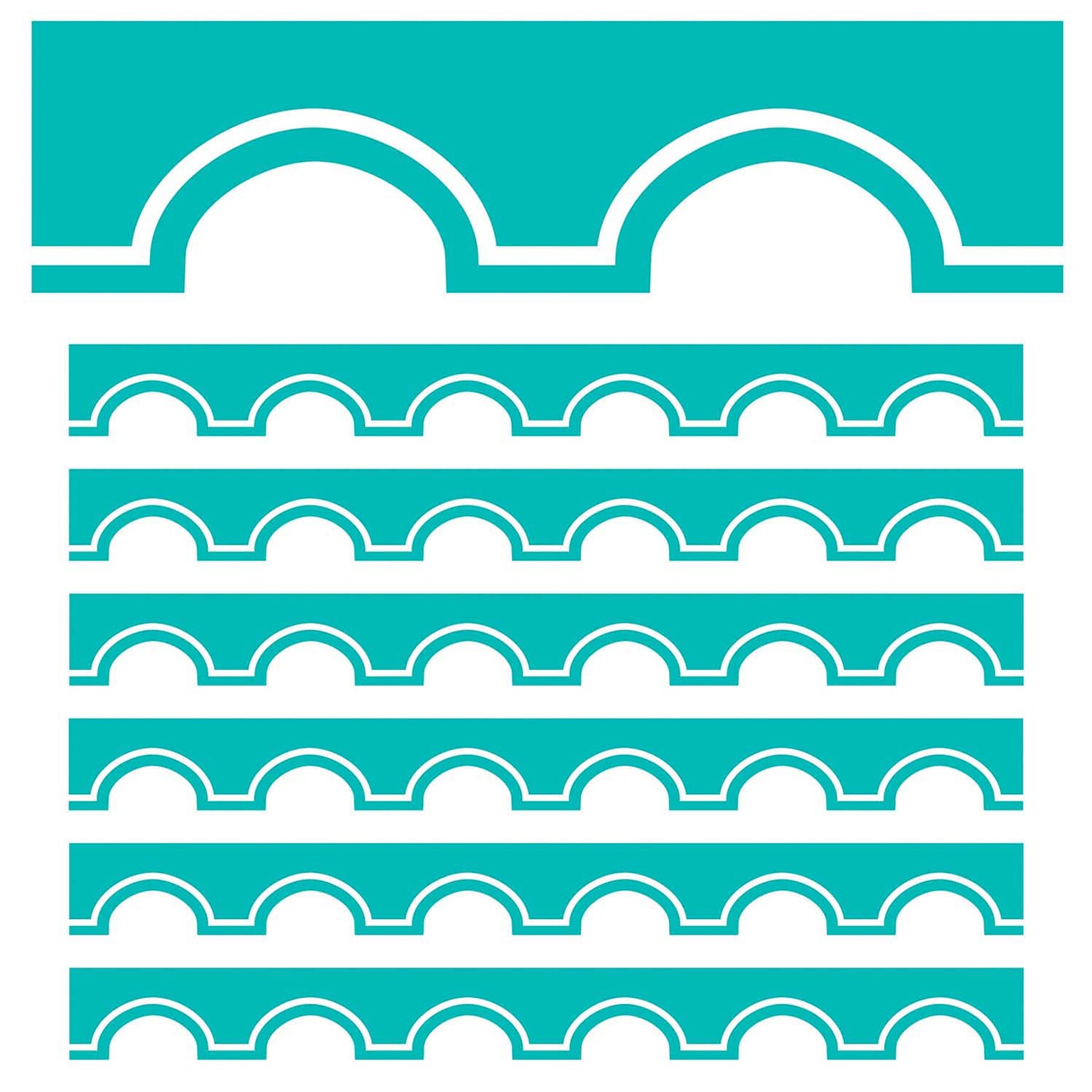 Schoolgirl Style Simply Stylish Scalloped Border, 3 x 234, Turquoise and White Awning (CD-108391-6)