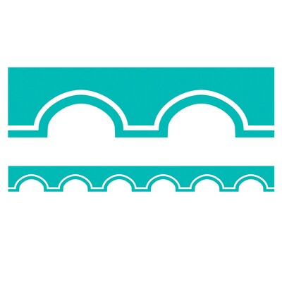 Schoolgirl Style Simply Stylish Scalloped Border, 3" x 234', Turquoise and White Awning (CD-108391-6)