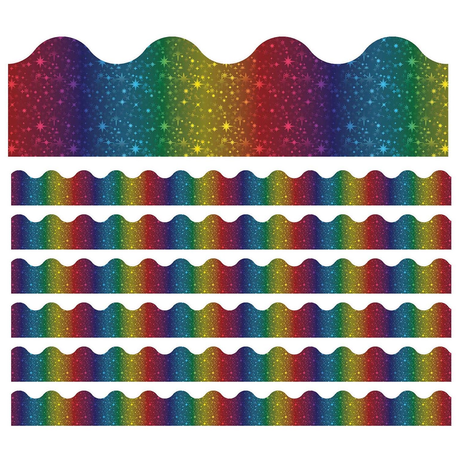 Carson Dellosa Education Sparkle + Shine Scalloped Border, 2.25 x 234, Rainbow Foil (CD-108396-6)