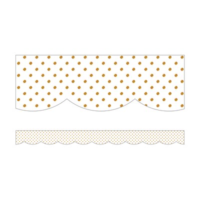 Schoolgirl Style Simply Boho Scalloped Border, 3 x 234, White with Gold Dots (CD-108428-6)