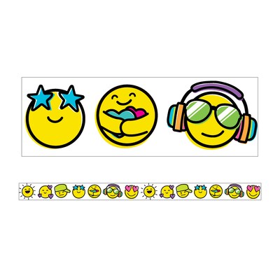 Carson Dellosa Education Kind Vibes Straight Border, 3" x 216', Smiley Faces (CD-108431-6)