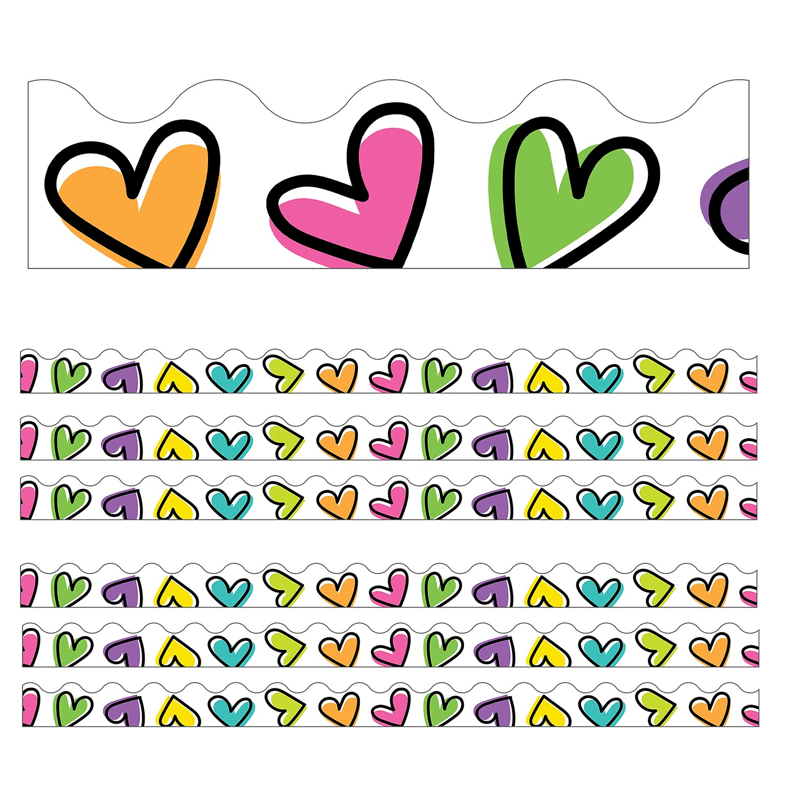 Carson Dellosa Education Kind Vibes Scalloped Border, 2.25 x 234, Doodle Hearts (CD-108433-6)