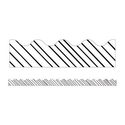 Carson Dellosa Education Kind Vibes Scalloped Border, 2.25 x 234, Black & White Stripes (CD-108434