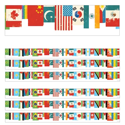 Carson Dellosa Education Straight Border, 3 x 216, All Are Welcome Flags (CD-108441-6)