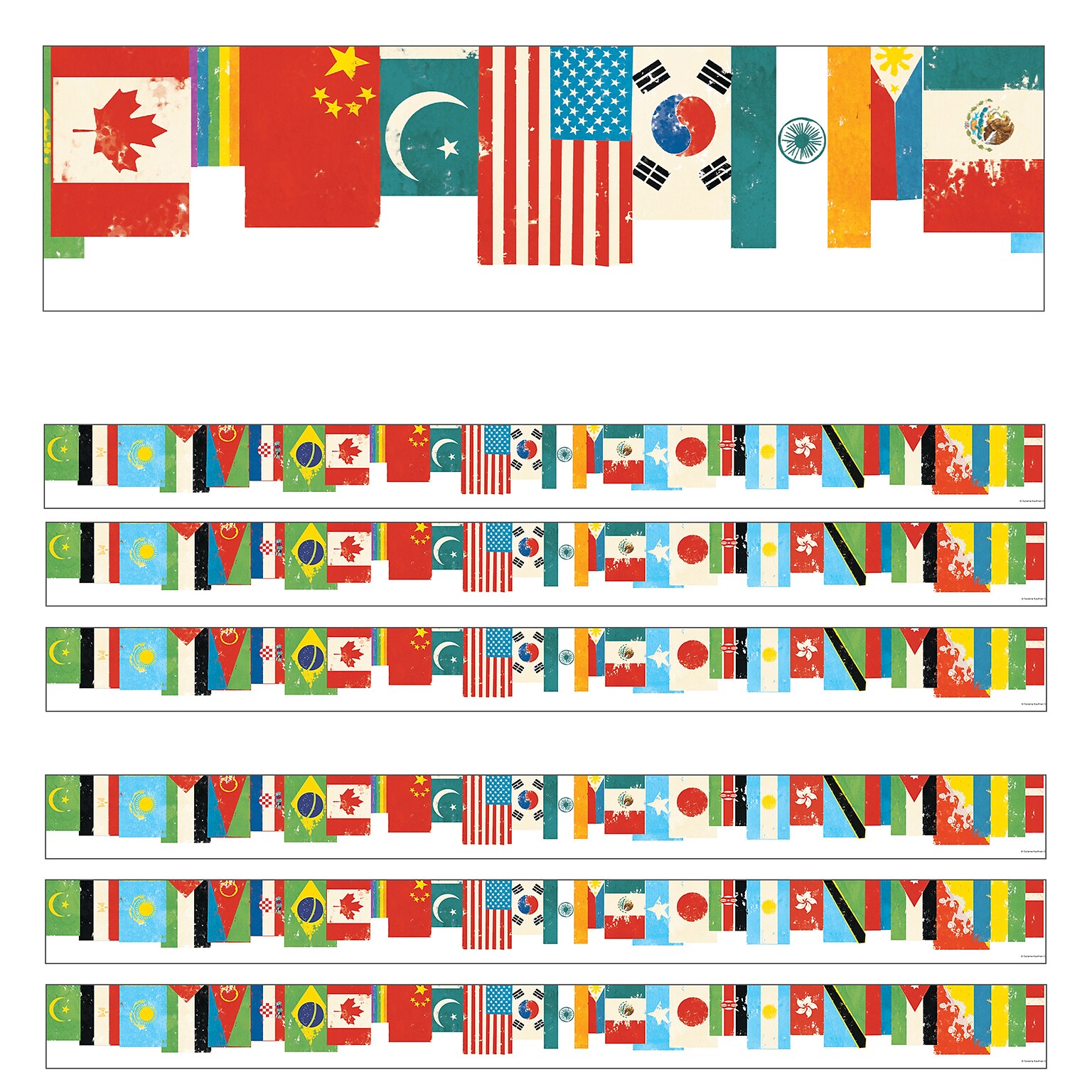 Carson Dellosa Education Straight Border, 3 x 216, All Are Welcome Flags (CD-108441-6)