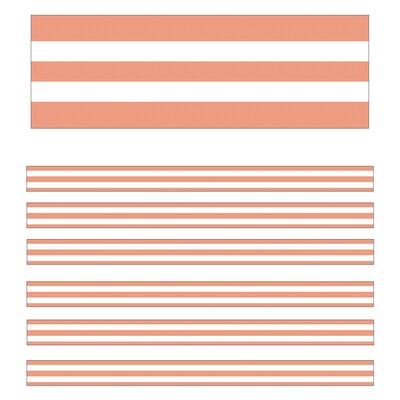 Schoolgirl Style™ Simply Stylish Straight Border, 2.25 x 234, Coral & White Stripes (CD-108442-6)