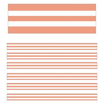 Schoolgirl Style™ Simply Stylish Straight Border, 2.25 x 234, Coral & White Stripes (CD-108442-6)