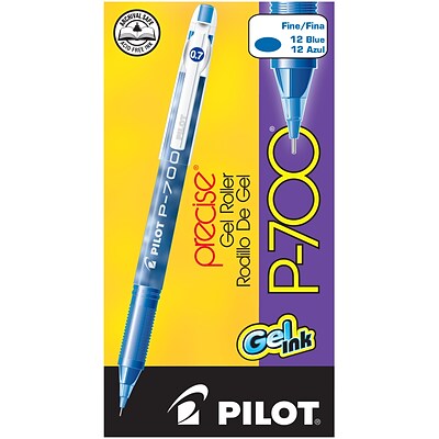 Pack of 6 Pens Pilot P700 Fine 38611 0.7mm Precise Gel Roller Pen Blue Ink 